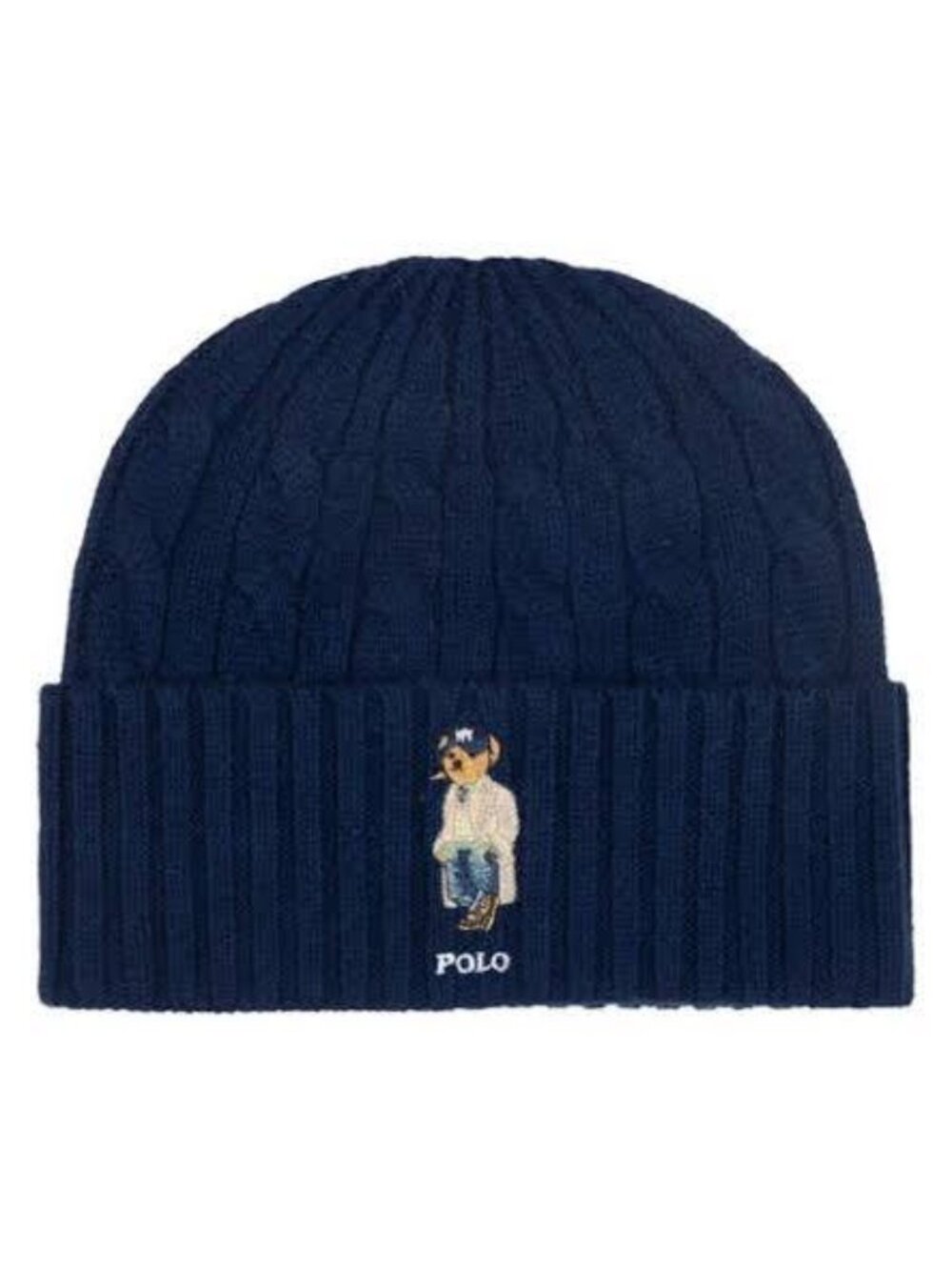 Polo Ralph Lauren Polo Bear Cable-Knit Beanie in navy blue